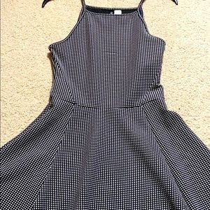 Black and white fit and flare dress